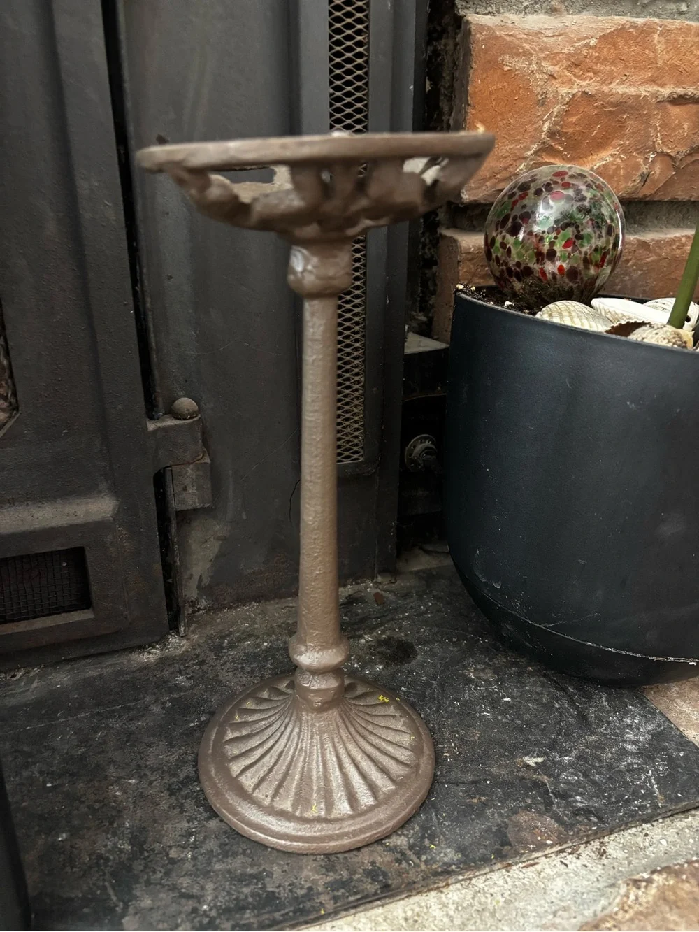 Vintage Rustic Cast Iron 10” Pillar Candle Holder French Farmhouse Vibes